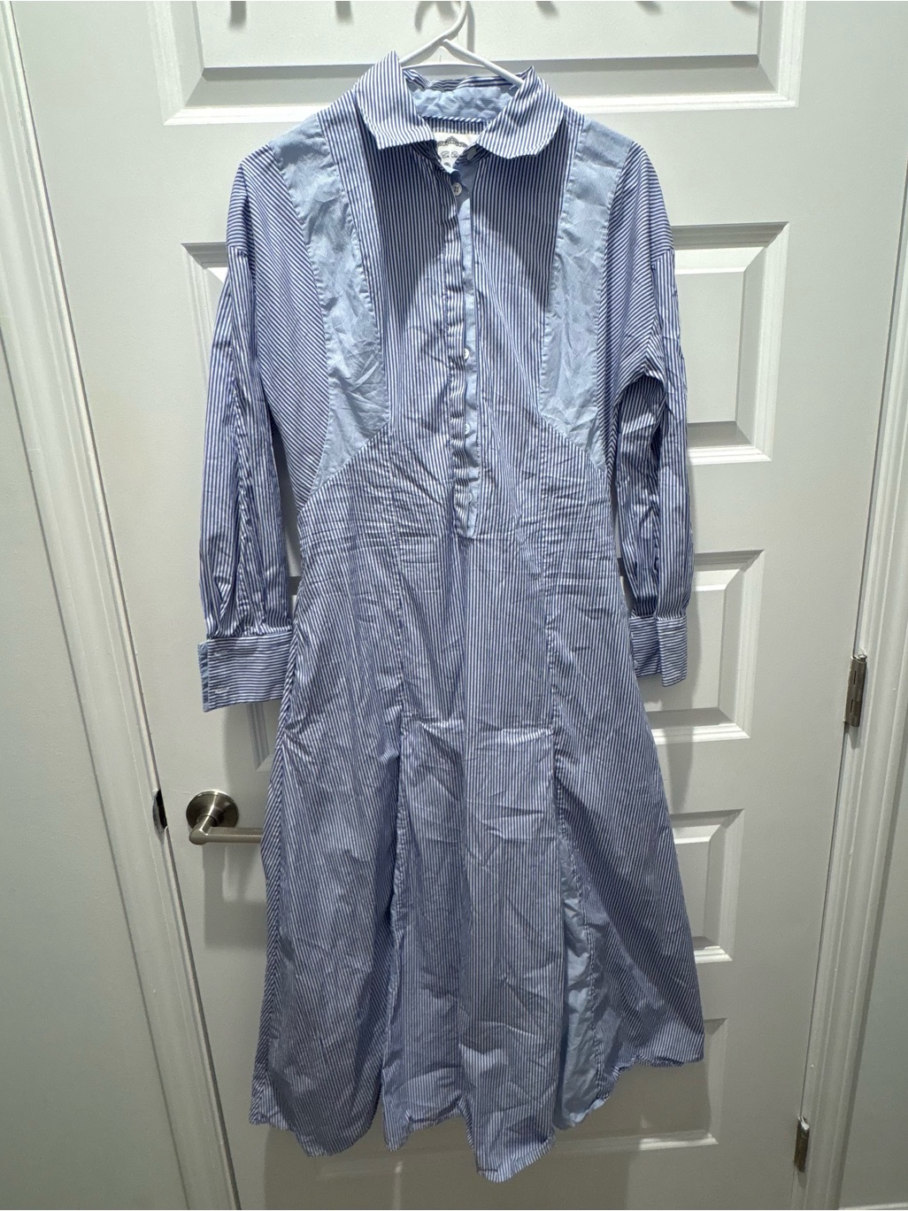 Evi Grintela Striped Maxi Shirt Dress With Panel Details